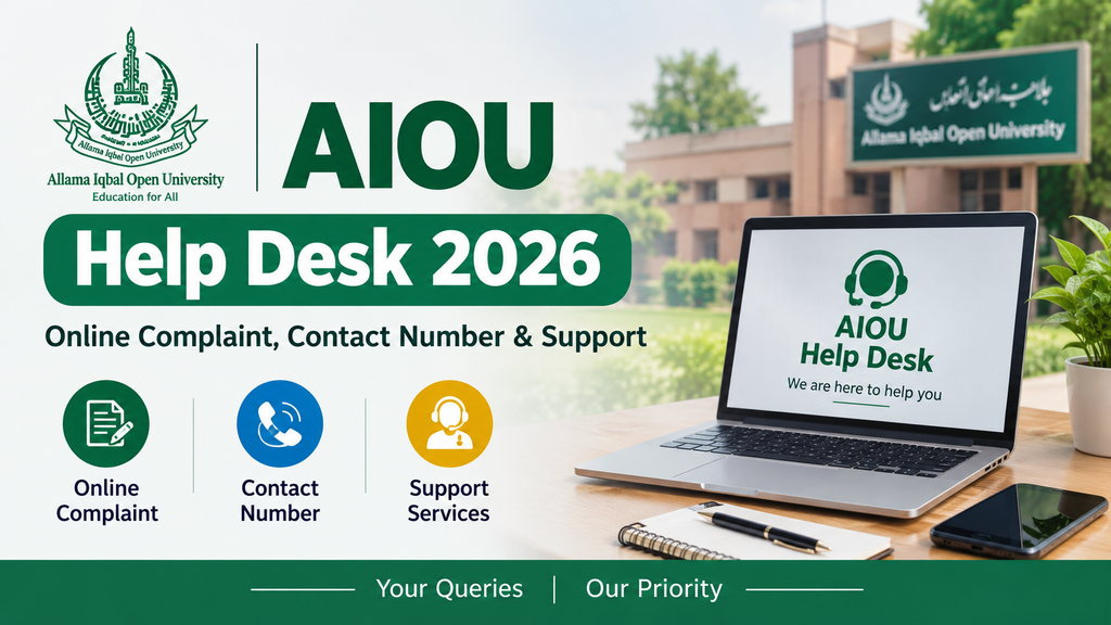 AIOU Help Desk 2026 – Online Complaint, Contact Number & Support